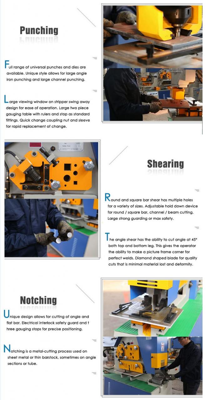 כלי עבודה הידראוליים הידראוליים לעובד ברזל 25 טון מכונת ניקוב וחיתוך הידראולית משולבת