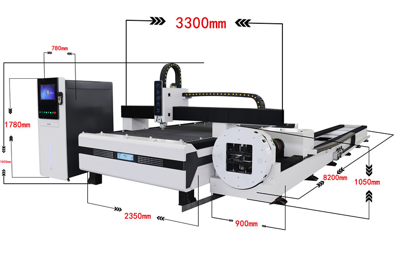 רוטרי Cnc צינור מתכת גיליון לייזר חותך 2000w סיבים לייזר מכונת חיתוך